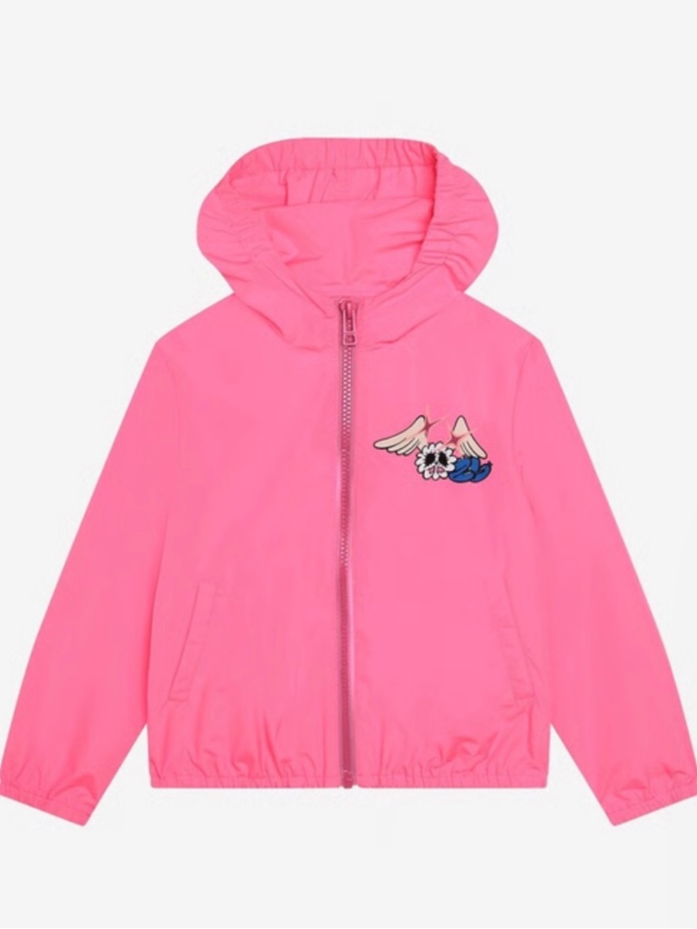 Zadig & Voltaire Girls Pink Hooded Windbreaker Jacket | Graphic Back | Size 8-12